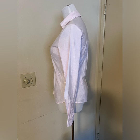 Vtg Y2k LISSEO Long Sleeve Button Down Shirt Pink White Striped Made in JP Sz S - Picture 7 of 8